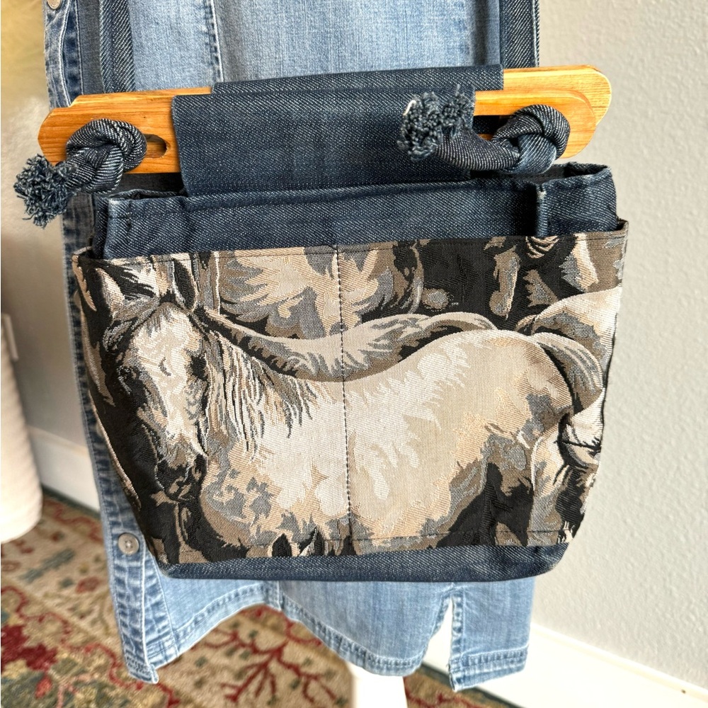 Horse Denim Embroidered Crossbody Bag - Picture 2 of 9
